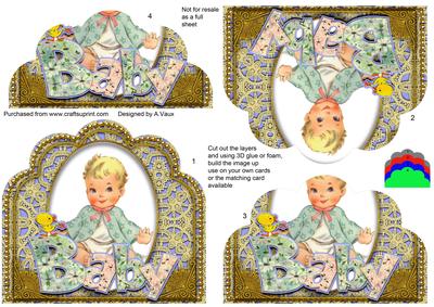 Baby Boy Blue Ornate Scalloped Bottom Stacker