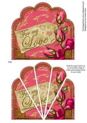 For My Love Pink Roses Ornate Scallop Deco Stacker
