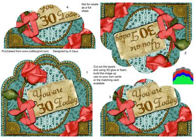 Coral Teal 30 Today Ornate Scalloped Bottom Stacker