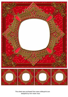 Red 8in Renaissance Style Blank Frame with Minis