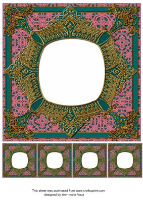 Teal Pink 8in Renaissance Style Blank Frame with Minis