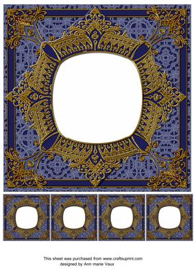 Navy Blue 8in Renaissance Style Blank Frame with Minis