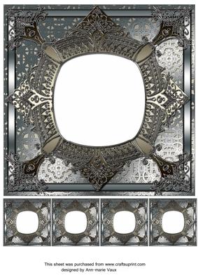 Silver 8in Renaissance Style Blank Frame with Minis