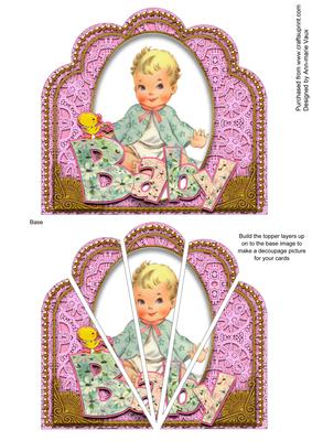 Baby Girl Pink Ornate Scallop Deco Stacker