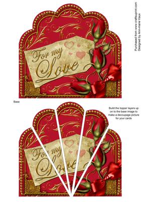For My Love Red Roses Ornate Scallop Deco Stacker