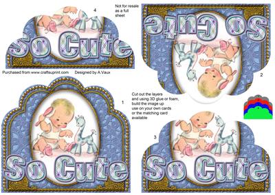 So Cute New Baby Boy Ornate Scalloped Bottom Stacker