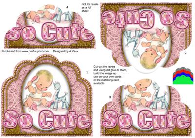 So Cute Baby Girl Pink Ornate Scalloped Bottom Stacker