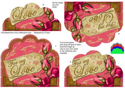 For My Love Pink Roses Ornate Scalloped Bottom Stacker