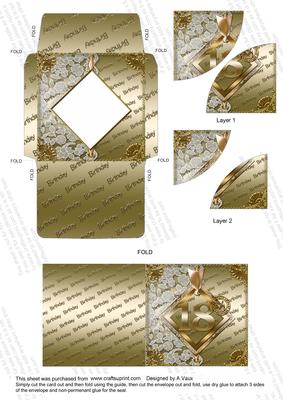 Gold Age 18 Mini Card Envelope Duo Corner Stacker Aio