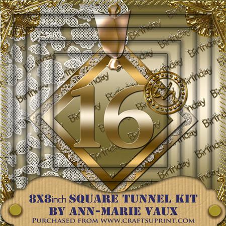 Gold 16th Birthday 8inch Square Tunnel Kit