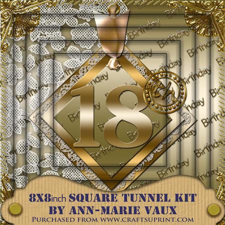 Gold 18th Birthday 8inch Square Tunnel Kit
