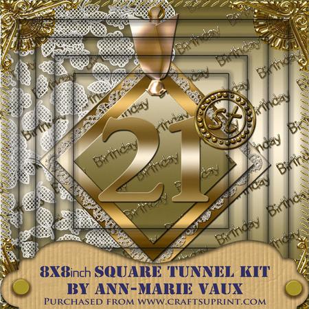 Gold 21st Birthday 8inch Square Tunnel Kit