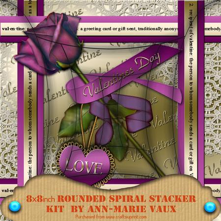 Purple Valentine Rose 8in Rounded Edge Spiral Stacker Kit