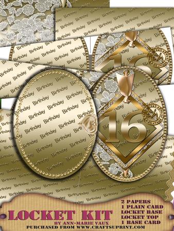 Gold 16th Birthday A5 Locket Kit