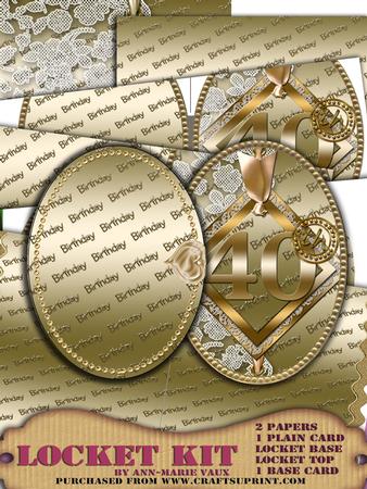 Gold 40th Birthday A5 Locket Kit