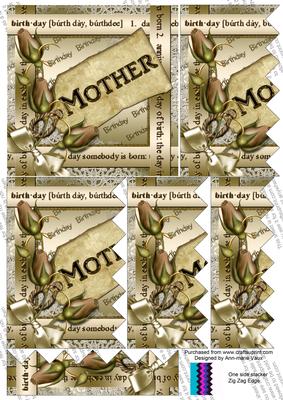 Cream Roses Mother Birthday One Side 5in Zig Zag Stacker