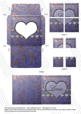 Blue Lace Love 3in Mini Card Envelope 4 Corner Stacker Aio