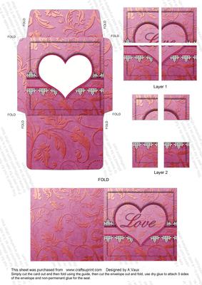 Pink Lace Love 3in Mini Card Envelope 4 Corner Stacker Aio