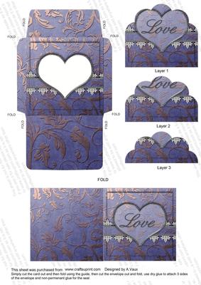 Blue Lace Love Mini Card Envelope Scallop Bottom Stacker Aio