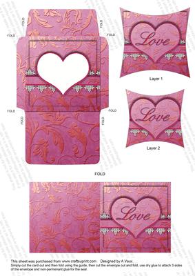 Pink Lace Love Card Envelope Pointy Stacker Aio