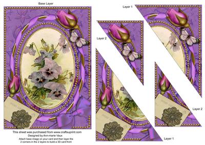 Purple Pansy Butterflies 7x5inch Triangle Duo Corner Stacker