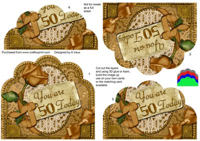 You Are 50 Today Ornate Scalloped Bottom Stacker