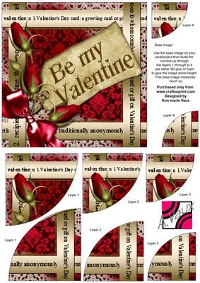 Be My Valentine Red Rose 6 Inch Duo Corner Stacker