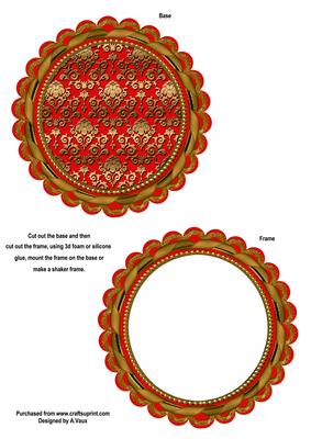 Red Gold Round Scallop Shaped Base and Shaker Frame