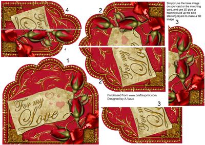 For My Love Red Roses Ornate Scalloped Side Stacker