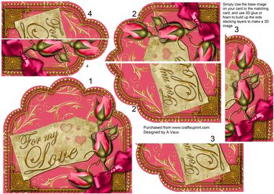 For My Love Pink Roses Ornate Scalloped Side Stacker