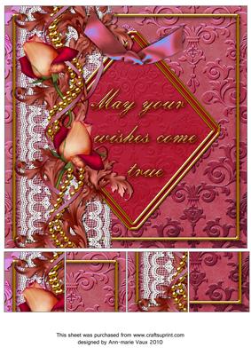 Deep Pink Rose Wishes 8in Picture Sheet