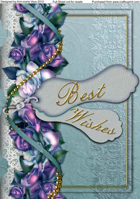 Best Wishes Blue Roses A4 Picture Sheet