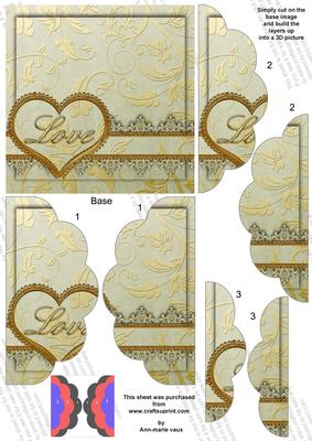 Gold Lace Love 5in Side by Side Round Scallop Stacker