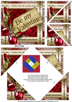 Be My Valentine Red Rose 5inch Triangle Edge Spiral Stacker