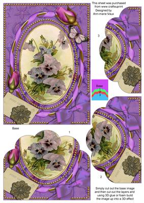 Purple Pansy Butterflies Scallop Bottom 7x5inch Stacker