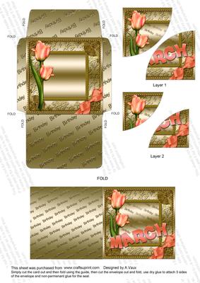 March Tulips Birthday Card Envelope Duo Corner Stacker Aio