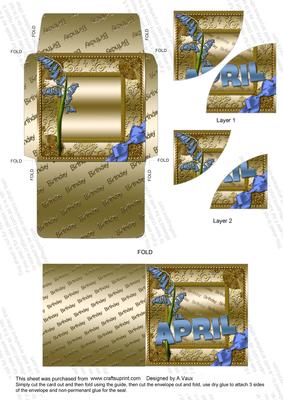 April Bluebell Birthday Card Envelope Duo Corner Stacker Aio