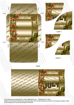 July Lily Birthday Card Envelope Duo Corner Stacker Aio