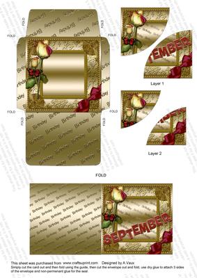September Rose Birthday Card Envelope Duo Corner Stacker Aio