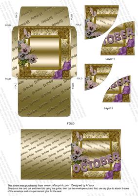 October Pansy Birthday Card Envelope Duo Corner Stacker Aio
