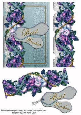 Best Wishes Blue Roses Decoupage Step by Step