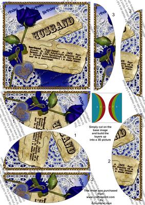 Blue Rose Husband Birthday 5in Side by Side Roacker