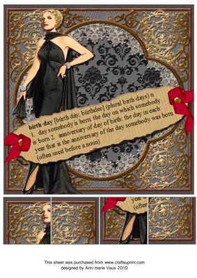 Evening Lady Birthday Definition 8in Picture Sheet