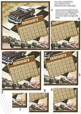 February Car 28d Birthday 5in One Corner Stacker