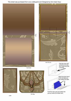 Coffee Floral Bag Blank Mini 3D Pop-up Card