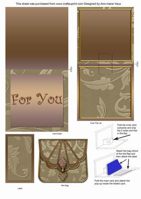 Coffee Floral Bag for You Mini 3D Pop-up Card