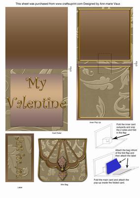 Coffee Floral Bag My Valentine Mini 3D Pop-up Card