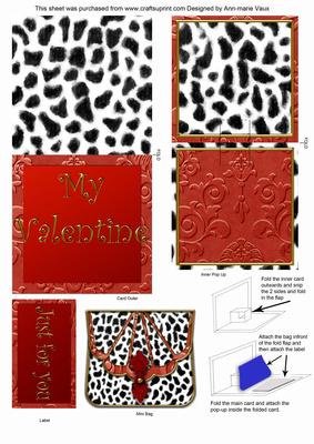 Dalmation Valentine Bag Mini 3D Pop-up Card