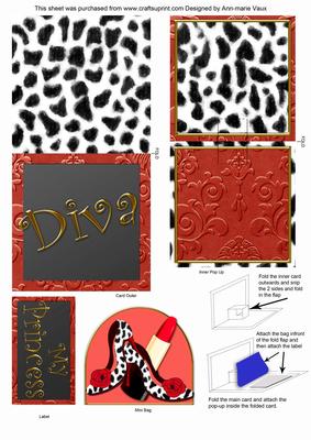 Dalmation Shoes Diva Mini 3D Pop-up Card