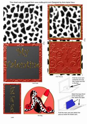 Dalmation Shoes My Valentine Mini 3D Pop-up Card